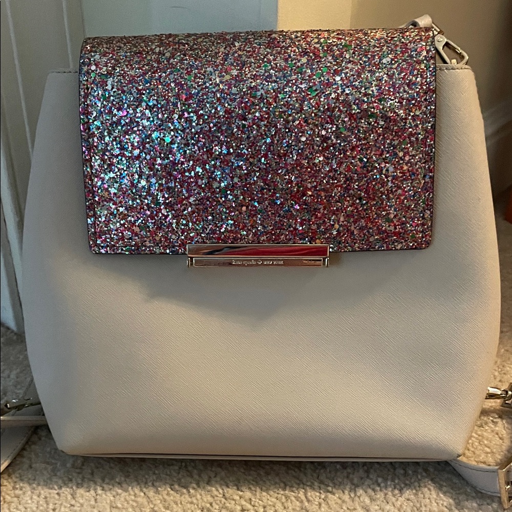 Kate Spade convertible Sparkly Pink and Cream Backpack or Crossbody or Shoulder